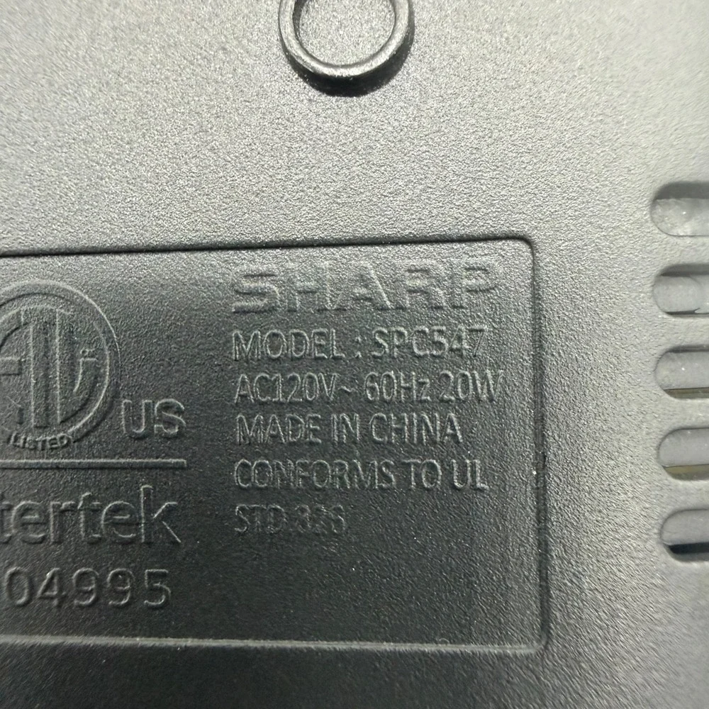 Sharp‎ SPC547 Digital Alarm Clock with 2A USB Charging Port Black Tested